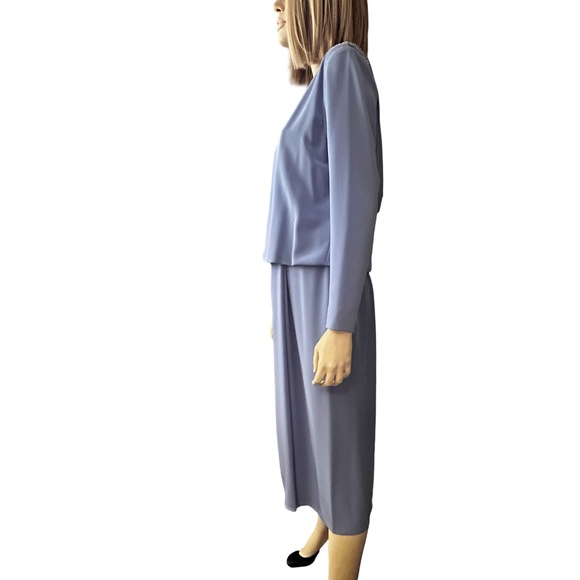 Evina Ruth Ullmann Dress Cowl back Lavender Beaded Vintage 80s Union Label ILGWU - Picture 6 of 16